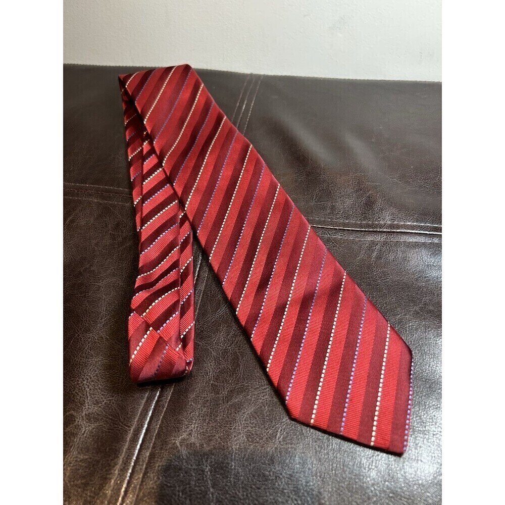 ALEX CANNON Red Striped Neck Tie Men’s Silk Necktie Casual Simple Dress Handmade